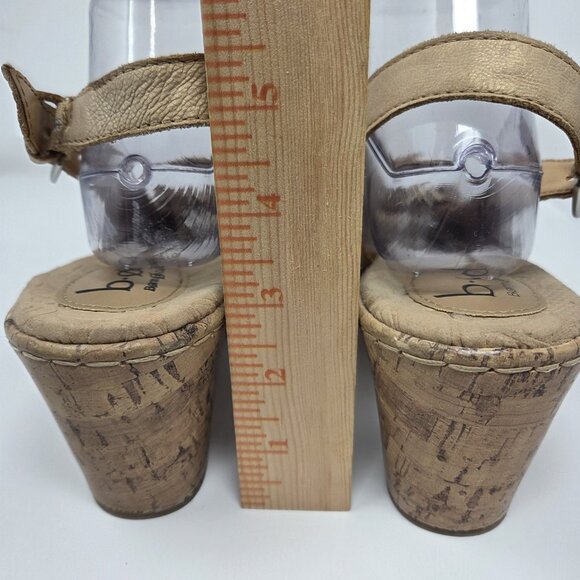 BOC Born Leather Slingback Dandee Bronze Wedge Sandals Flower Cork Cushion Sz 11 - Picture 8 of 14